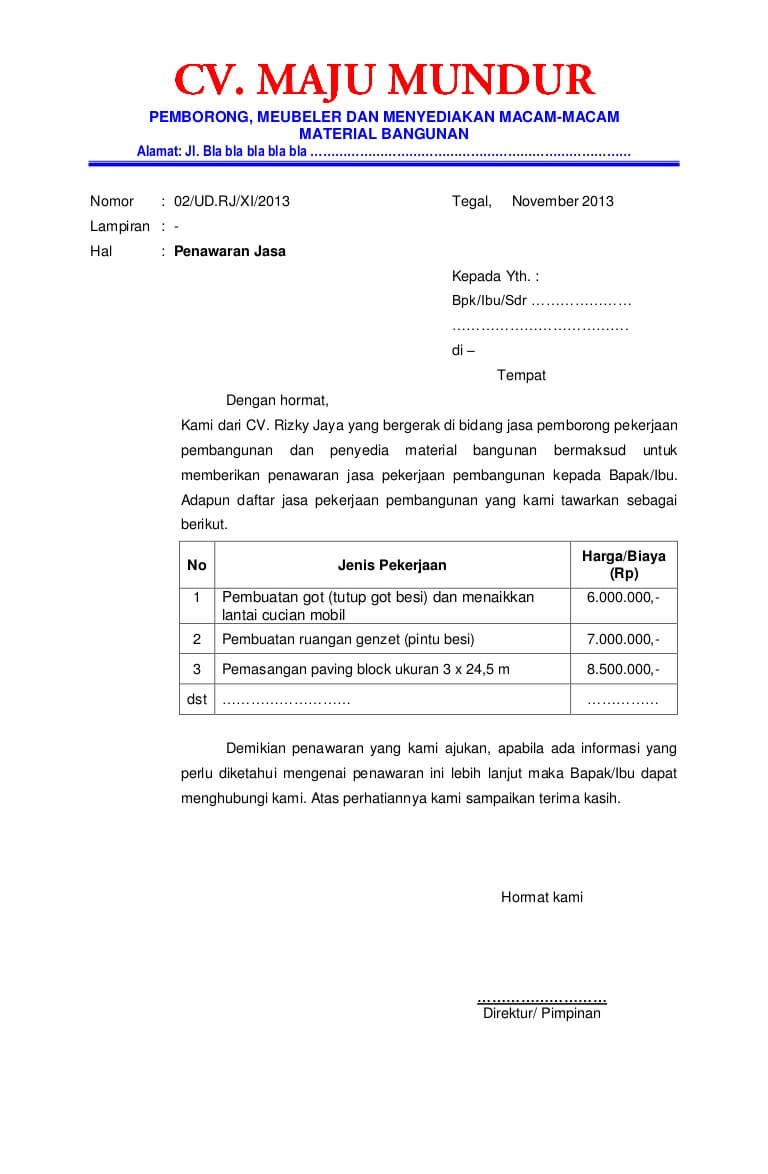 contoh proposal penawaran produk pdf